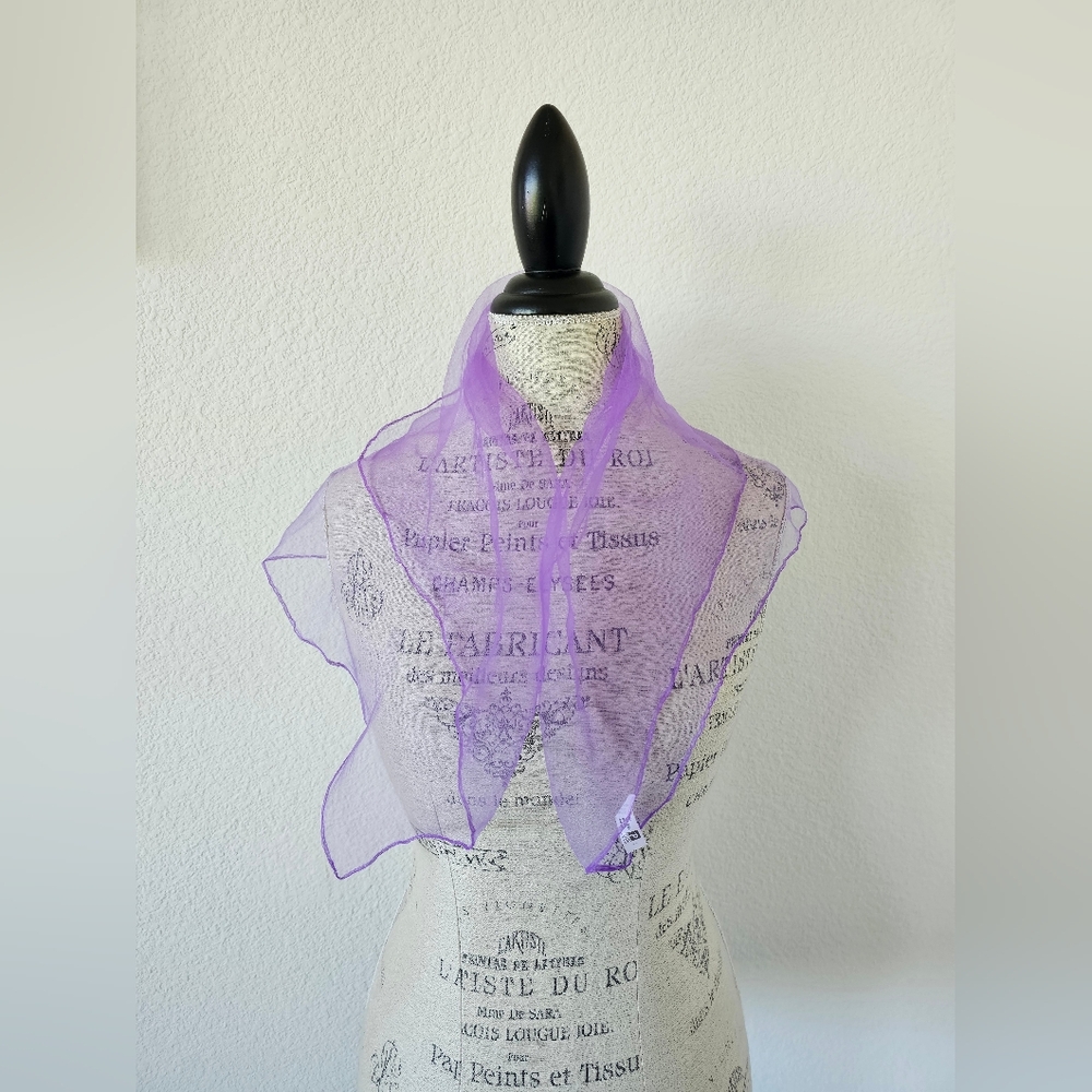 Vintage Sheer Nylon Scarf - Purple - Made in Japan - Lightweight Retro Accessory